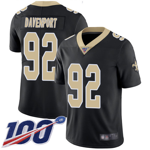 Men New Orleans Saints Limited Black Marcus Davenport Home Jersey NFL Football #92 100th Season Vapor Untouchable Jersey->new orleans saints->NFL Jersey